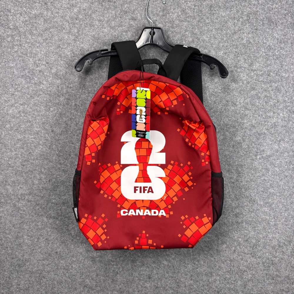 FIFA Backpack World Cup 26 Canada Red Geometric Graphic Official Merchandise NWT